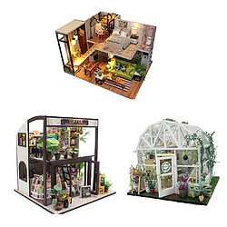 3x Kits De Maison De Poupée Bricolage Avec Accessoires Décorations De Maison Miniatures