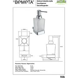 Bemeta - Maison De La Tendance Distributeur de savon liquide en chrome et en verre VIA 6,5 x15x 12cm / 250ml