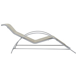 Helloshop26 Lot de 2 transats chaise longue bain de soleil lit de jardin terrasse meuble d'extérieur avec table aluminium crème 02_0012073 pas cher