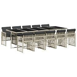 vidaXL Ensemble à manger de jardin 11pcs avec coussins gris poly rotin