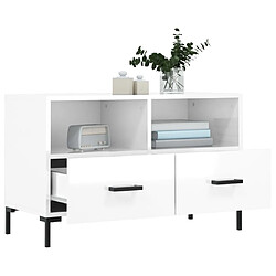 Acheter Maison Chic Meuble TV scandinave - Banc TV pour salon Blanc brillant 80x36x50 cm Bois d'ingénierie -MN75483