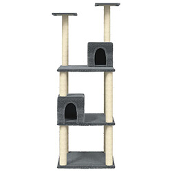 Helloshop26 Arbre à chat meuble tour grimper jouet grattage grattoir escalade plateforme avec griffoirs en sisal foncé 141 cm gris 02_0022660