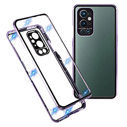 Coque en métal Cadre d'installation de serrure magnétique violet pour votre OnePlus 9 Pro