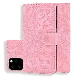 Wewoo Coque Étui en cuir estampé à double rabat avec motif de mollet et fentes pour portefeuille et porte-cartes iPhone 11 Pro 5.8 pouces Rose