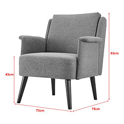 Helloshop26 Fauteuil de salon 83 x 73 x 75 cm gris noir 03_0007123