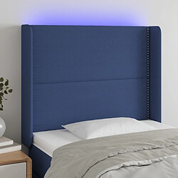 Maison Chic Tête de lit moderne à LED lumineuse pour chambre - Décoration de lit Bleu 93x16x118/128 cm Tissu -MN95635