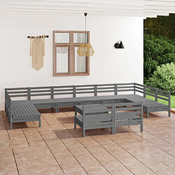 Maison Chic Salon de jardin 13 pcs - Table et chaises d'extérieur - Mobilier/Meubles de jardin Moderne Gris Bois de pin massif -MN66050