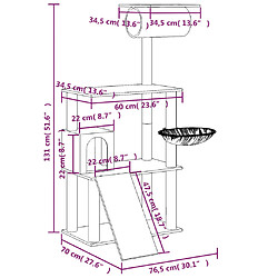 vidaXL Arbre à chat avec griffoirs en sisal Gris foncé 131 cm pas cher