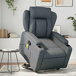 Maison Chic Fauteuil Relax pour salon, Fauteuil inclinable de massage Gris Similicuir -GKD63582