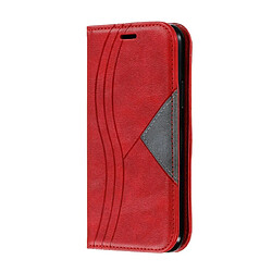 Wewoo Coque Pour iPhone 11 Pro Épissage Couleur Ourlet magnétique Étui en cuir à rabat avec support et fentes cartes Rouge