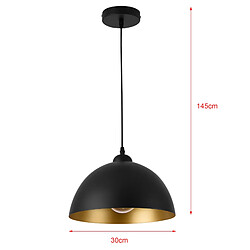 Helloshop26 Lot de 2 lampes à suspension éclairage intérieur hauteur réglable métal diamètre 30 cm noir doré 03_0005761