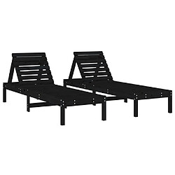 vidaXL Chaises longues lot de 2 noir 199,5x60x74 cm bois massif de pin