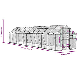 vidaXL Volière argenté 1,79x10x1,85 m aluminium pas cher