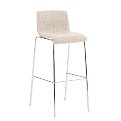 Decoshop26 Lot de 2 tabourets de bar avec repose-pieds dossier incurvé en tissu crème et 4 pieds en métal chromé 10_0004193