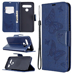 Etui en PU empreinte papillon avec support bleu pour votre LG K61