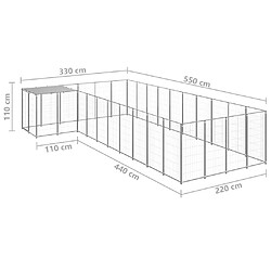 Helloshop26 Chenil extérieur cage enclos parc animaux chien argenté 13,31 m² acier 02_0000238