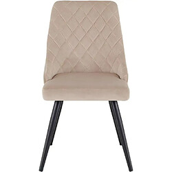 Decoshop26 2 chaises de salle à manger en tissu velours crème rembourré couture losange pieds en métal noir CDS09338 pas cher