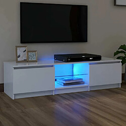 Maison Chic Meubles TV avec lumières LED - Banc TV pour salon blanc 140x40x35,5 cm -MN64483