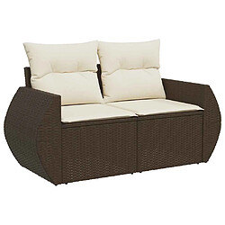 Avis vidaXL Salon de jardin avec coussins 7 pcs marron résine tressée