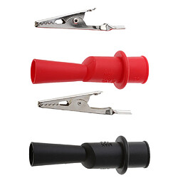 2x Alligateur Clip Insulation Testeur Pinceaux Électrique Noir + Rouge pas cher