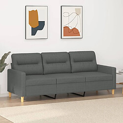 Maison Chic Canapé à 3 places,Canapé droit,Sofa de Salon,Banquette Gris foncé 180 cm Tissu -GKD554146