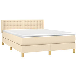 Avis Maison Chic Lit Adulte - Lit simple Lit à sommier tapissier avec matelas moelleux - Meuble de Chambre - Crème 140x190 cm Tissu -MN74294