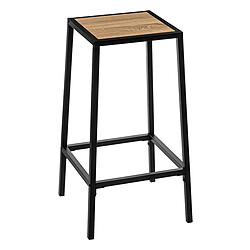 Pegane Lot de 2 tabourets de bar, tabouret hauts en bois coloris naturel et fer noir - longueur 32 x Profondeur 32 x Hauteur 71,50 cm