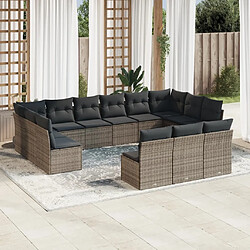 Maison Chic Salon de jardin avec coussins 13 pcs | Ensemble de Table et chaises | Mobilier d'Extérieur gris résine tressée -GKD43325