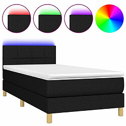 Sommier à lattes et LED,Cadre à lattes de lit avec matelas pour Adulte Noir 90x200cm Tissu -MN24273