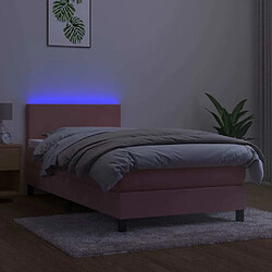 Avis Maison Chic Lit adulte- Lit + matelas,Sommier à lattes de lit avec matelas LED Rose 80x200 cm Velours -GKD14720