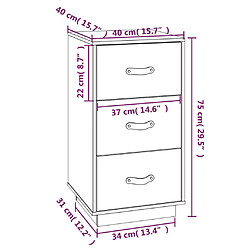 vidaXL Tables de chevet 2 pcs Marron 40x40x75 cm Bois de pin massif pas cher