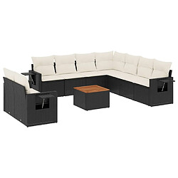 Maison Chic Salon de jardin 10 pcs avec coussins | Ensemble de Table et chaises | Mobilier d'Extérieur noir résine tressée -GKD14847