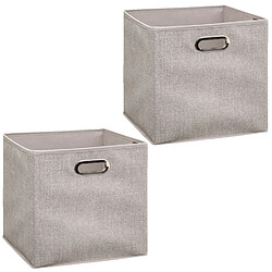 Toilinux Lot de 2 Boites de rangement pliable - 31 x 31 - Beige chiné