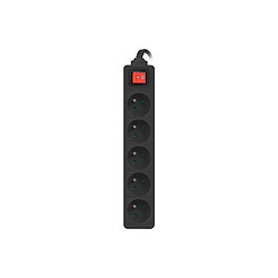 Power strip 3m, black, 5 sockets, with switch, cle made of solid copper