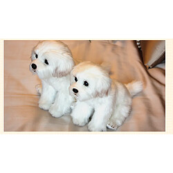 Universal 38cm chiot animal en peluche chien jouet en peluche animal de compagnie mignon simulé poupée bébé moelleux cadeau d'anniversaire enfant animal en peluche (blanc) pas cher