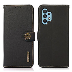 Etui en cuir véritable avec conception de balayage antivol RFID noir pour votre Samsung Galaxy A32 4G