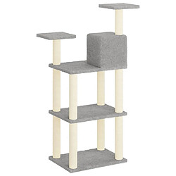 Avis Helloshop26 Arbre à chat meuble tour grimper jouet grattage grattoir escalade plateforme avec griffoirs en sisal clair 118,5 cm gris 02_0022554