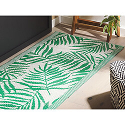 Avis Beliani Tapis extérieur vert au motif feuilles de palmier 60 x 105 cm KOTA