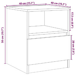 vidaXL Table de chevet chêne artisanal 40x40x50 cm bois d’ingénierie pas cher