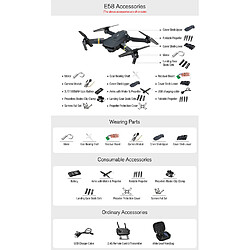 Acheter Universal E58 télécommandé quadcopter mini drone wifi fpv professionnel avec 4K grand angle HD caméra bras pliable racing de nitos | télécommandé hélicoptère(Le noir)