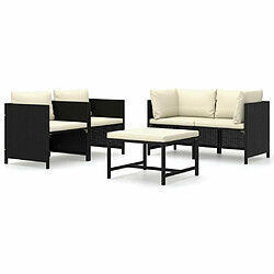 Maison Chic Salon de jardin 5 pcs + coussins - Mobilier/Meubles de jardin - Table et chaises d'extérieur Résine tressée Noir -MN53205