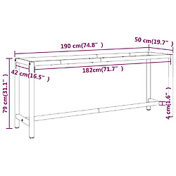 vidaXL Cadre de banc de travail Noir et rouge mat 190x50x79 cm Métal pas cher