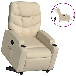 vidaXL Fauteuil inclinable électrique crème tissu