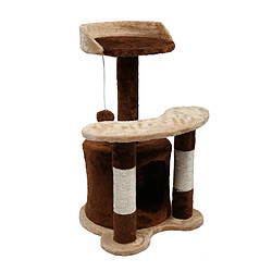 Helloshop26 Arbre à chat hauteur 65 cm avec corde en sisal griffoir jeux marron/ beige 16_0000011