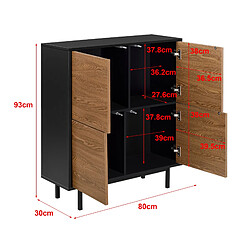 Helloshop26 Commode stylée meuble de rangement pratique gnosjö à 4 portes 93 x 80 x 30 cm noir effet bois foncé 03_0006828