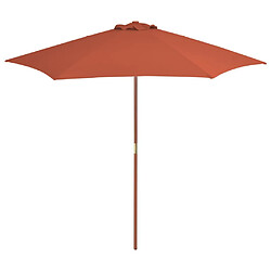 Maison Chic Parasol Jardin | Parasol d'extérieur avec mat en bois 270 cm Terre cuite - GKD53688