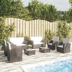 Maison Chic Salon de jardin 8 pcs + coussins - Mobilier/Meubles de jardin - Table et chaises d'extérieur Résine tressée Noir -MN32962