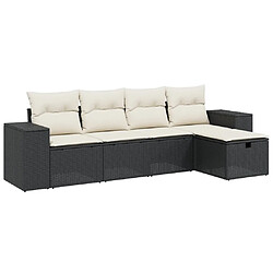 Maison Chic Ensemble de 5 Tables et chaises d'extérieur avec coussins,Salon de jardin noir résine tressée -GKD956098