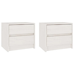 Maison Chic Lot de 2 Tables de chevet,Table de nuit,Table d'appoint pour salon Blanc 40x30,5x35,5 cm Bois de pin solide -MN27747