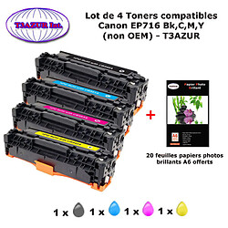 4 Toners génériques Canon EP716 Bk,C,M,Y pour Canon LBP5050 5050N MF8030Cn 8040Cn 8050Cn 8080Cw CRG-716+20f PPA6-T3AZUR